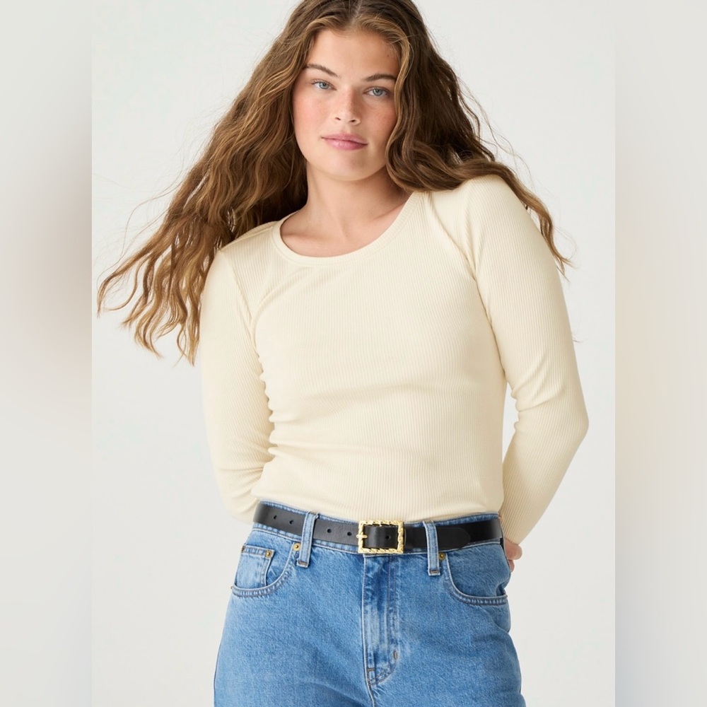 J.Crew Long-sleeve T-shirt in vintage rib in Natural NWT